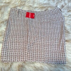 SPANX Beige and White Grid Mini Shorts
